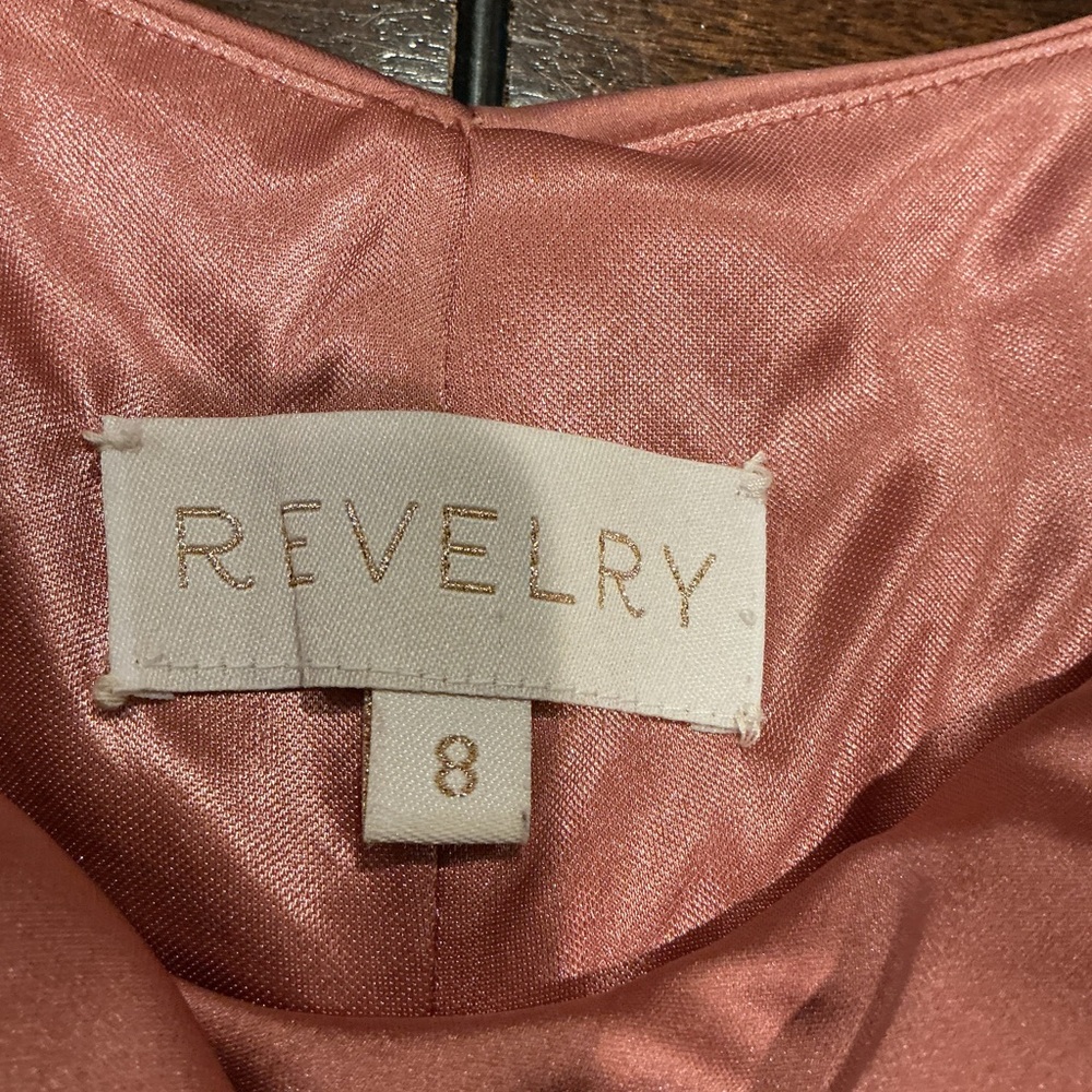 Revelry Satin Slip Dress Size8 Rose Mauve Cowl Neck Side Slits Formal Bridesmaid - Picture 5 of 8